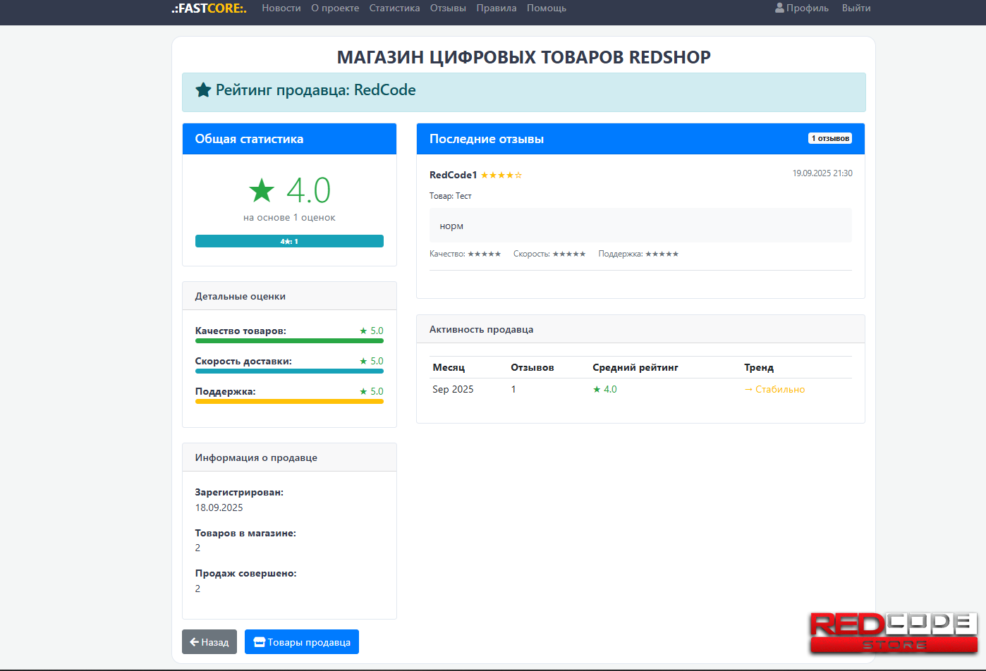 Модуль RedShop для FastCore